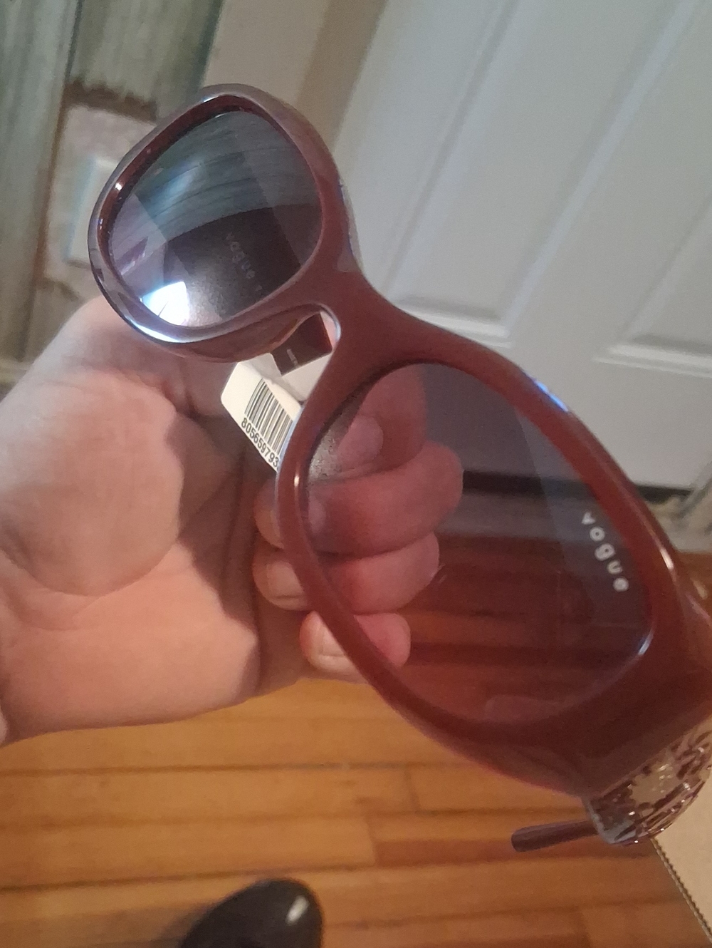 Vogue Women's Burgundy Rounded Sunglasses